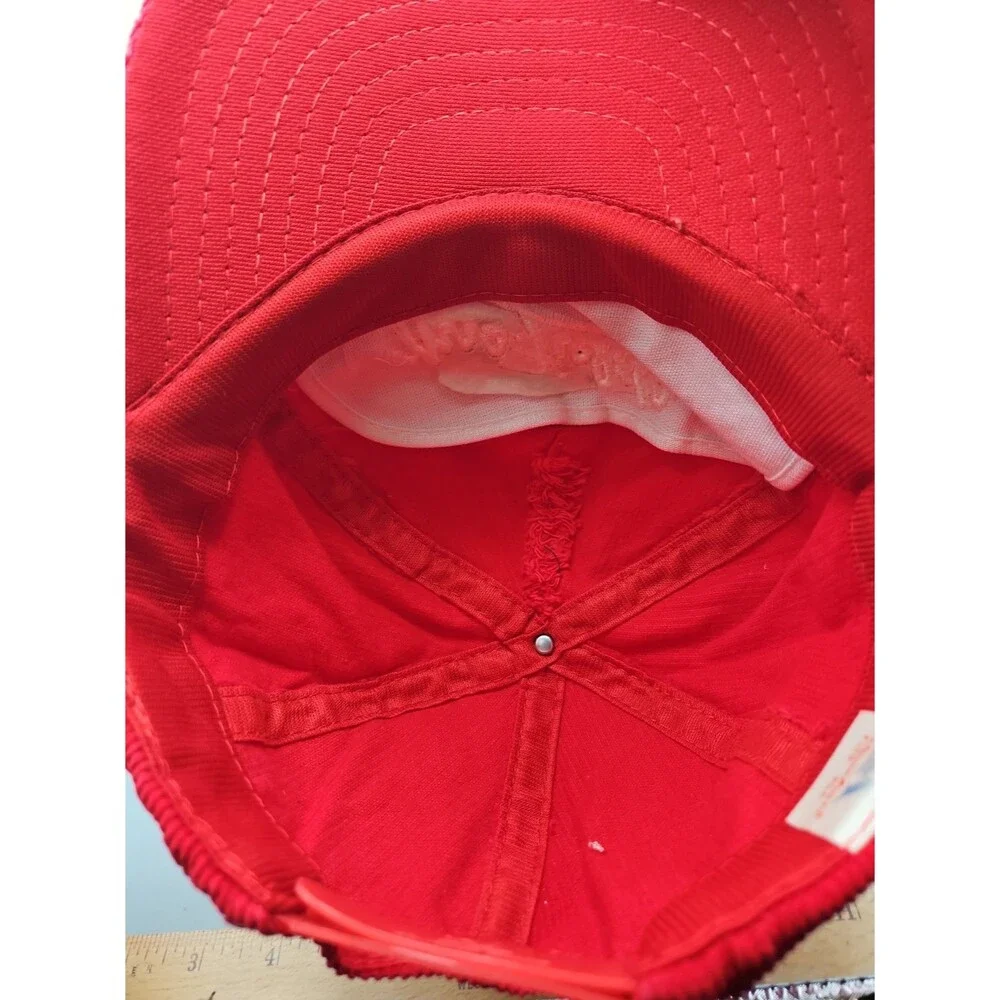 Vintage Mrs. Fields Cookies  Red Corduroy Rope Strapback Hat Cap 90s Y2k